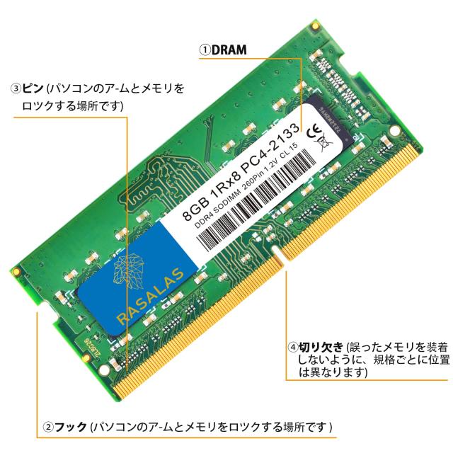 8GB ノートPC用 SO-DIMM DDR4 2133MHz PC4-17000 8GB×1枚 260pin 1.2V CL15 ノートパソコン用メモリ ram_4