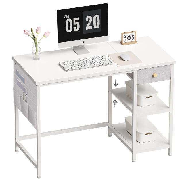 YeTom 机 pc パソコンデスク 幅100cm×奥行48cm 布製引き出し付き つくえ ラック付