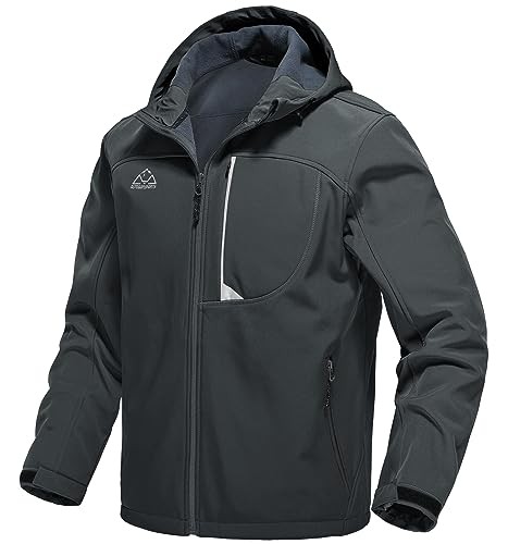 Gopune メンズ ソフトシェルジャケット アウトドアウェア 保温 登山着 撥水 ジャンパー アウター ハイキングウェア フード付(01ダックの通販は