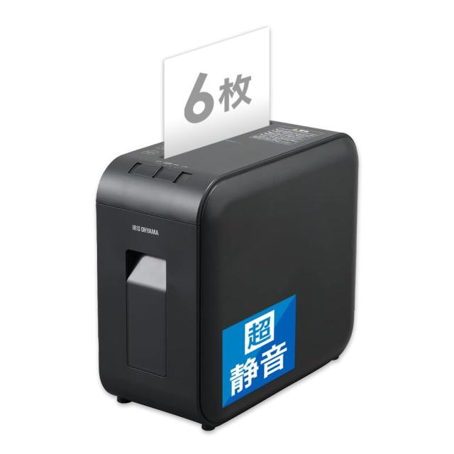 【静音タイプ】アイリスオーヤマ 静音シュレッダー 家庭用 細断枚数6枚 クロスカット 連続使用10分 ダストボックス7.5L A4/60枚収容 細断