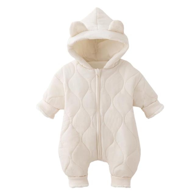 Baby nest ベビー服 ジャンプスーツ カバーオール クマ 長袖ロンパース コート 防寒 秋冬用 男の子 女の子 ベージュ 73 6-9ヶ月の通販は