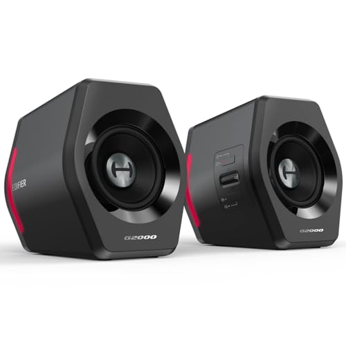Edifier G2000 32W RGB ゲーミング スピーカー PC パソコン PS5 ゲームモニター用 Bluetooth、USB、3.5mm AUX有線無線3種類接続対応、映