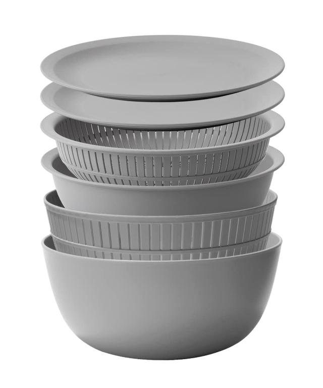 ライクイット (like-it) ざる ボウル 電子レンジ対応 Colander＆Bowl 米とぎにも使える ザルとボール グレー 6点セット 日本製 水切り 湯