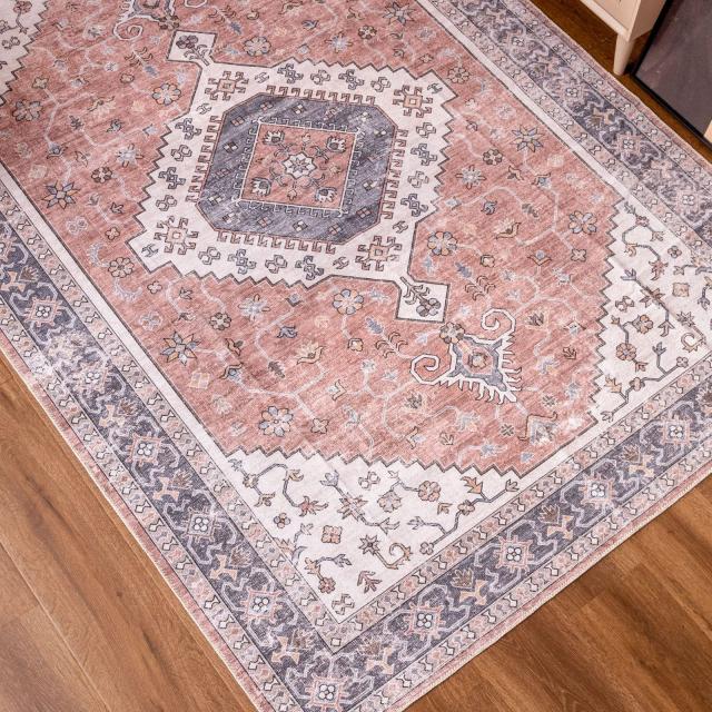 DECOMALL カーペット 6畳 ペルシャ絨毯風 ラグ マット 230x330CM 花柄 洗える オールシーズン 滑り止め 防ダニ 防臭 床暖房対応 オレンジの通販は 15,548円