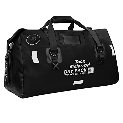 Tacx シートバッグ バイク用 ツーリングバッグ 防水バックバッグ 66L 専用固定ベルト・ショルダーベルト付き TAX927 ブラック