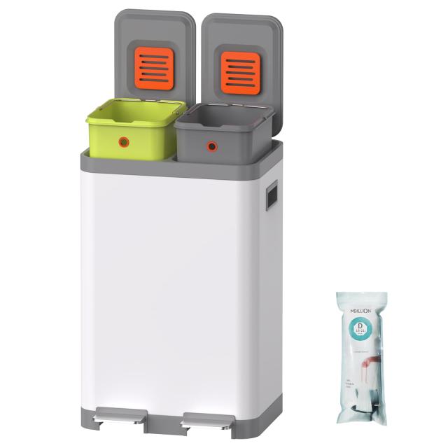 フタ付きゴミ箱 分別 2段 おしゃれ ごみ箱 ステンレス ゴミ箱 ペダル式 キッチン ゴミ箱 消臭 ダストボックス 2×15L 大容量 長方形 生ごの通販は 11,856円