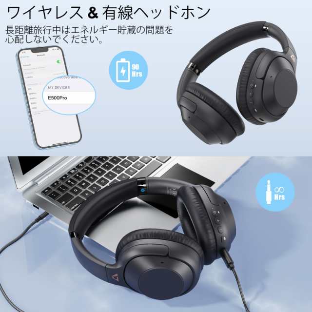 Ankbit ヘッドホン bluetooth ノイズキャンセリング ハイブリッド アクティブ ワイヤレスヘッドホン ヘッドフォン 最大90時間連続再生/軽の通販はau  PAY マーケット - morushop | au PAY マーケット－通販サイト