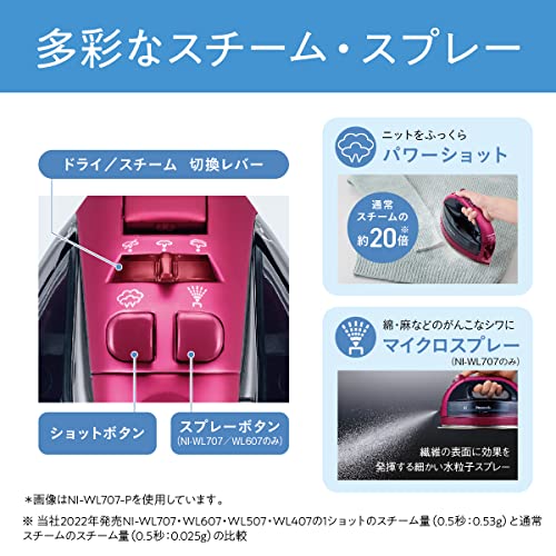 パナソニック コードレス水蒸気W上端鉄 赤銅色さくら色 NI-WL507-P