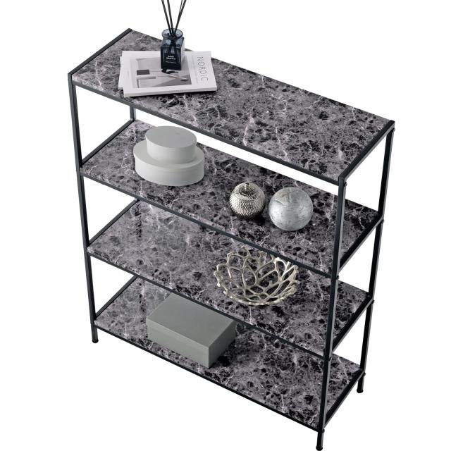 萩原(Hagihara) オープンシェルフ ラック スチール 大理石調 棚 収納 4  