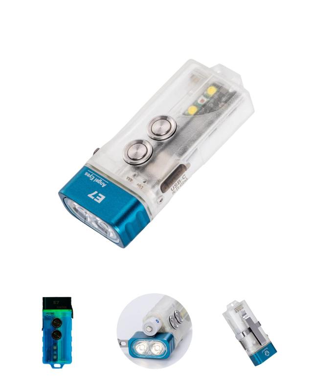RovyVon Angel Eyes E7 USB-C ハイブリッド バッテリー キー懐中電灯、最大700ルーメン、6500k クールホワイトLED×2、小型USB-C充電式ギ