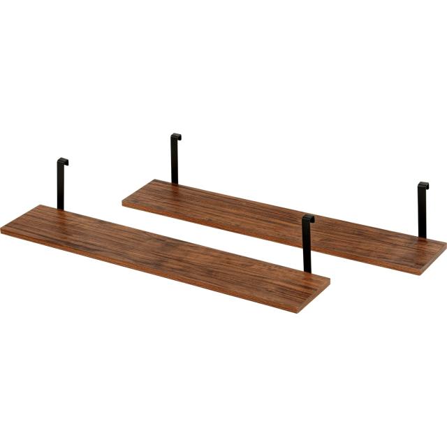 萩原 つっぱり ラック 追加棚 オプション ウォールラック 木目調 2枚セット 幅80 奥行17.5 高さ15 モダン シンプル ブラウン×ブラック Kの通販は 5,114円