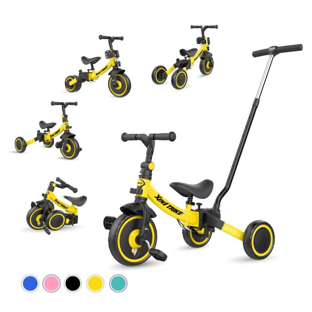 besrey 子供用三輪車 XIN1 三輪車 かじとり ランニングバイク ベビーカー 手押し棒 1歳から5歳まで 折りたたみ 軽量 ハンドル 調整可能