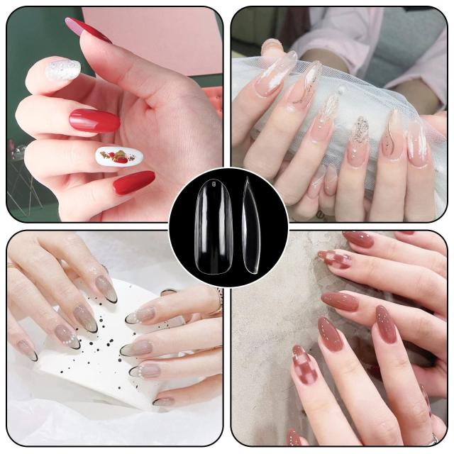 JANLOFO ネイルチップ クリア つけ爪 500枚入り ネイルちっぷ ロング