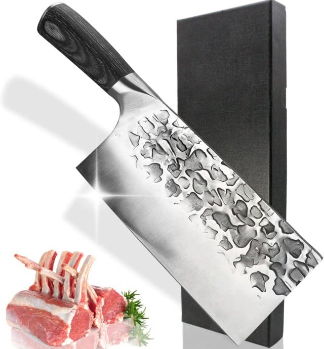 Centra Win Irai Utaki 中華包丁 押さえ型 手打ち鍛造 ステンレス鋼 包丁 骨切り 肉、魚、野菜などに適用 持ちやすい天然木柄 家庭用194mの通販は 6,556円