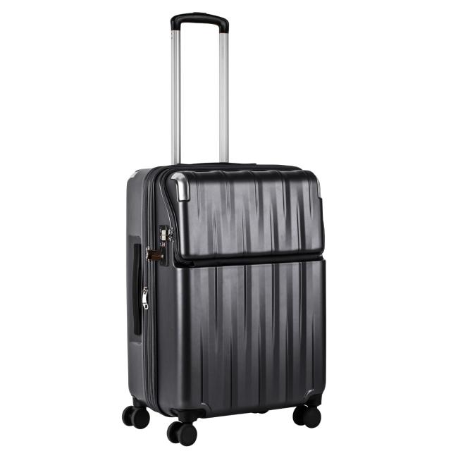 トラベリスト スーツケース キャリーケース ジッパーキャリー オープン フロントオープン ブレーキ付き ストッパー付き 拡張機能