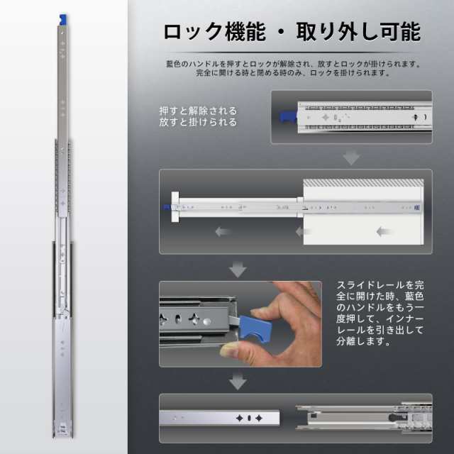 AOLISHENG 重量用 スライドレール 2023年新型 ロック式 幅53mm 長さ300