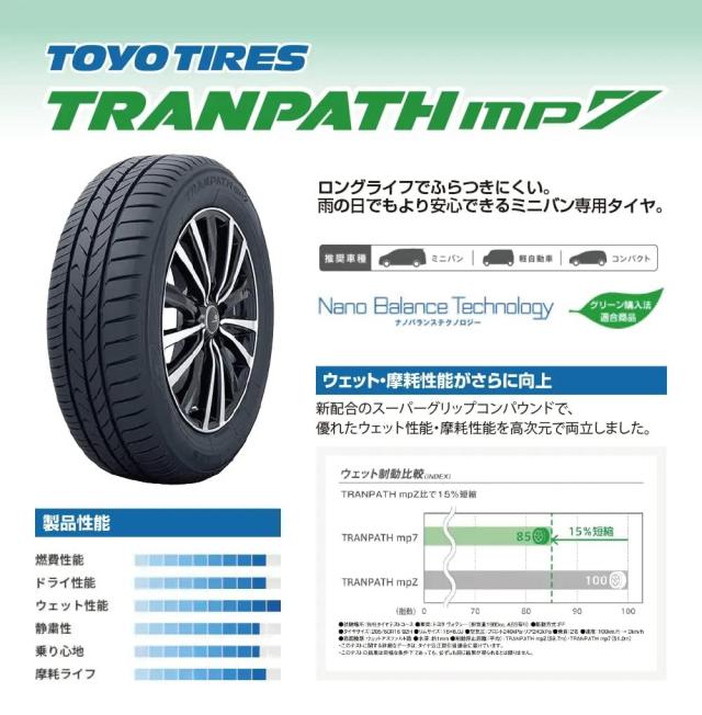 トーヨータイヤ (TOYO TIRES) 185/60R15 84H TRANPATH mp7 4本セットの