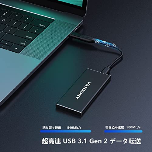 Vansuny SSD 外付け 480GB USB3.1 Gen2 読込速度540MB/s PS5/PS4動作確認済 コンパクト外付けSSD Type C Windows/MAC OS/Linux/A