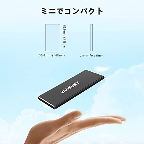Vansuny SSD 外付け 480GB USB3.1 Gen2 読込速度540MB/s PS5/PS4動作確認済 コンパクト外付けSSD Type C Windows/MAC OS/Linux/A