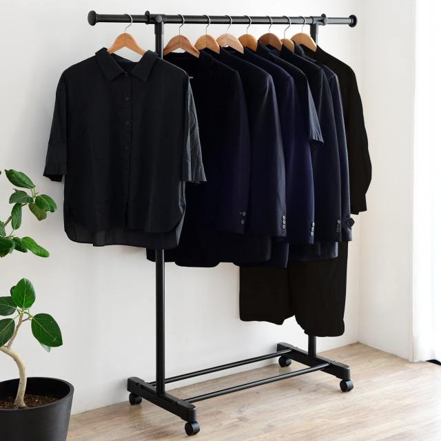 山善 ハンガーラック (パイプハンガー) キャスター付き 縦/横伸縮