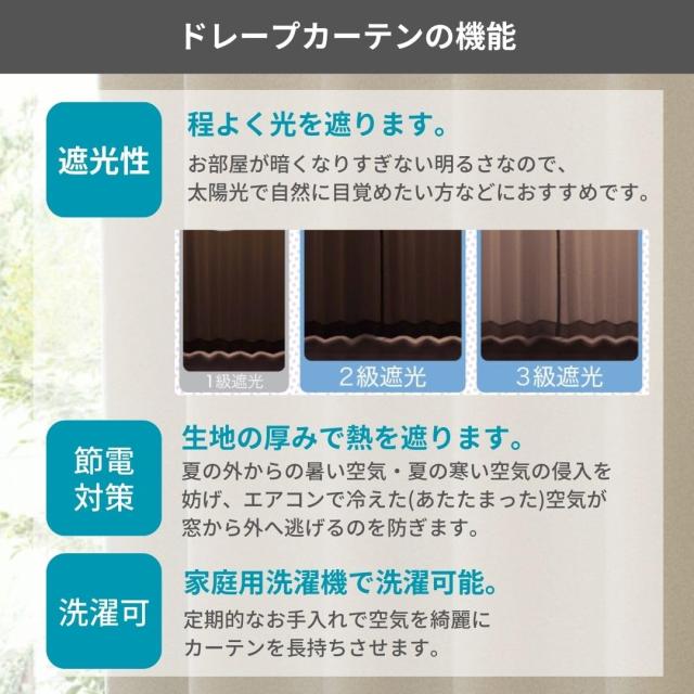 ユニベール ドレープカーテン 幅200？×丈230？ 1枚 遮光2級 形状記憶 洗える ネイビー レガシー_1