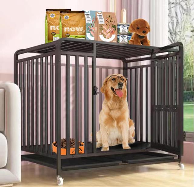 ペットケージ カゴ ドッグクレート 大型犬 中型犬 トイレ ノイズ防止 4輪 錆びにくい 亜鉛メッキ (125*95*110cm)