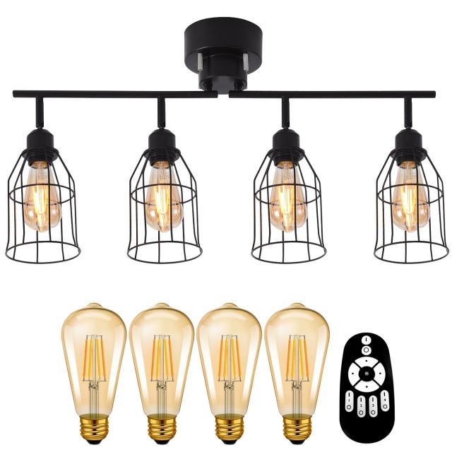 PNRLUX シーリングライト 8畳 スポットライト 4灯 E26口金 消費電力6W（60W形相当）600LM LED電球60w形付き 調光 調色 リビング おしゃれ