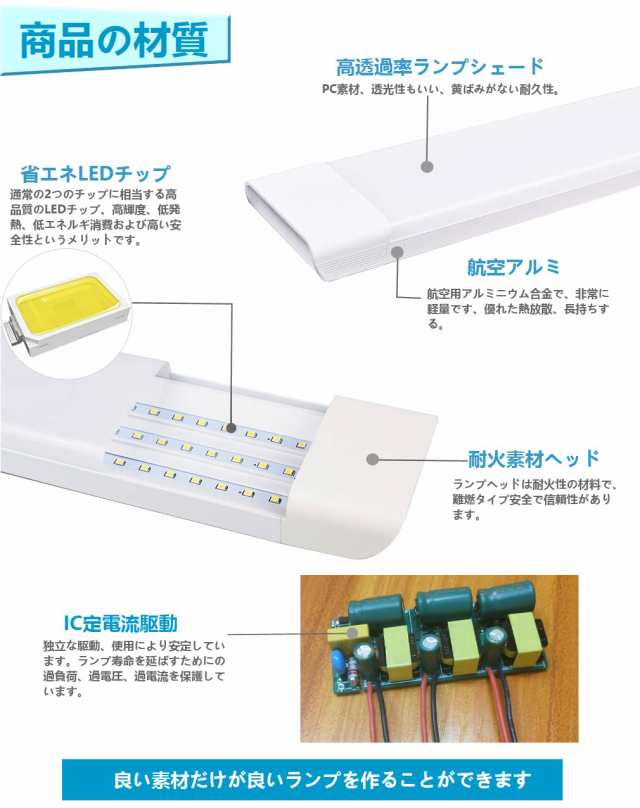 Ledベースライト LED蛍光灯 led直管蛍光灯 昼白色 5000K 40w 120cm LED ...