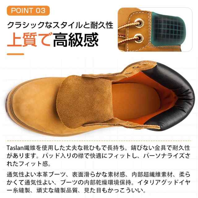SOARHOPE 防水 ブーツ レディース イエ ローブーツ 革 ブーツ ワークブーツ ブーツショート レースアップブーツ イエ ロー Boots Leatherの通販は