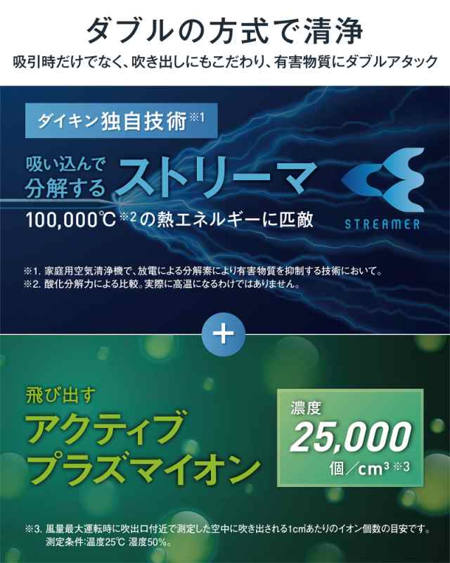 ダイキン工業【新品】ダイキン空気清浄機MC55Z-W 25畳 ホワイト ストリーマー静音設計