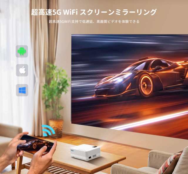 リアル1080P＆4K対応＆専用バック付き】プロジェクター 小型 5GWiFi