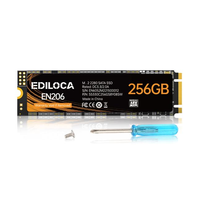EDILOCA EN206 SSD 256GB M.2 2280 3D TLC NANDフラッシュ搭載 SATA III 6Gbps エラー訂正機能 低消費電力 耐衝撃 内蔵型SSD Ediloca3年