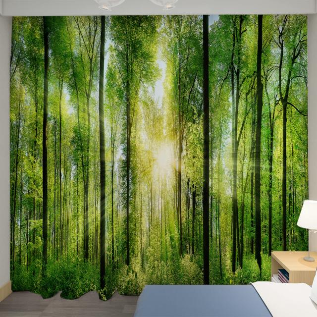 U-SITU カーテン 両開き 雰囲気カーテン 遮光カーテン 断熱 防寒 UVカット インテリア 小窓 引違い窓 腰高窓 開放感 林間 朝日 おしゃれ の通販は 5,476円