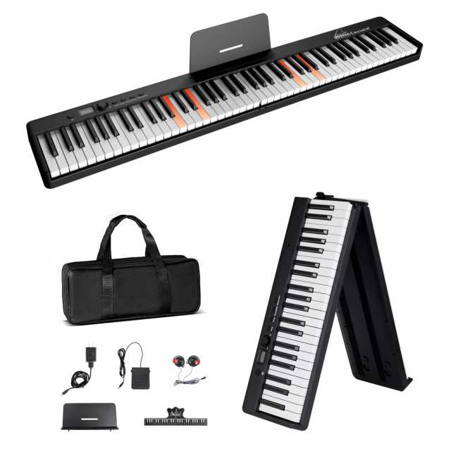 X-20 電子ピアノ 折り畳み式 88鍵盤 初心者向け MIDI対応 補助ペダル