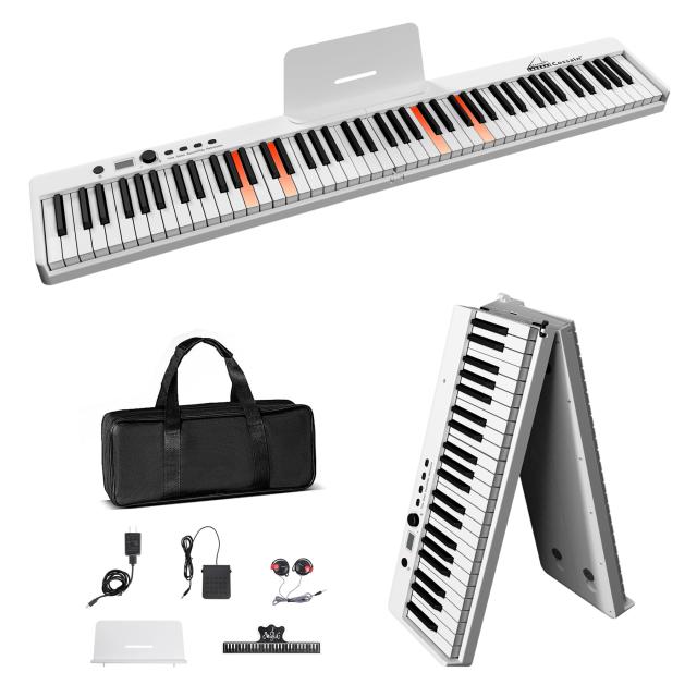 電子ピアノ ホワイト 折り畳み 88鍵盤 Bluetooth MIDI対応
