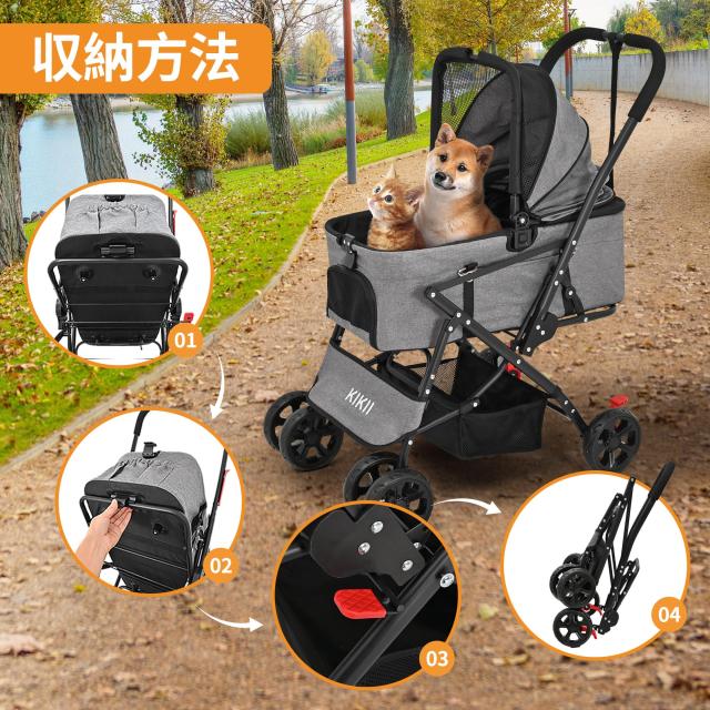 KIKII ペットカート 犬用ベビーカー 犬 猫バギー 分離型 4輪