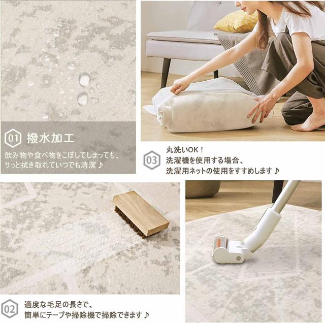 Calore カーペット ラグ ラグマット 北欧 幾何学模様 絨毯 カシミヤのような質感 ウィルトン織り 滑り止め付 しっかり 丈夫 ライン柄 オ_3