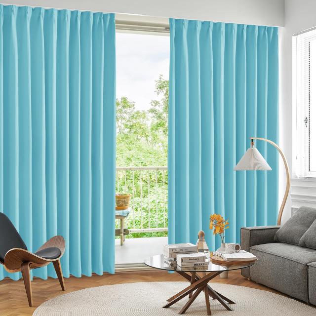 Deconovo 遮光カーテン ドレープカーテン 無地 幅180cm丈200cm ターコイズブルー 2枚入 1級遮光 おしゃれ 仕切り 幅広い 形状記憶加工 北の通販は 7,045円