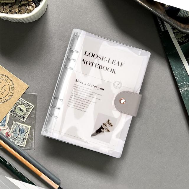 システム手帳 A6サイズ 6穴 ルーズリーフ PVC 透明バインダー シンプル