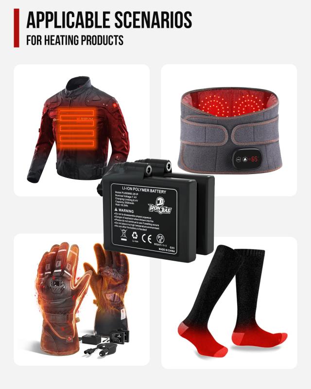 IRON JIA'S 電熱グローブ用 7.4V 2500MAHの充電バッテリー 汎用型