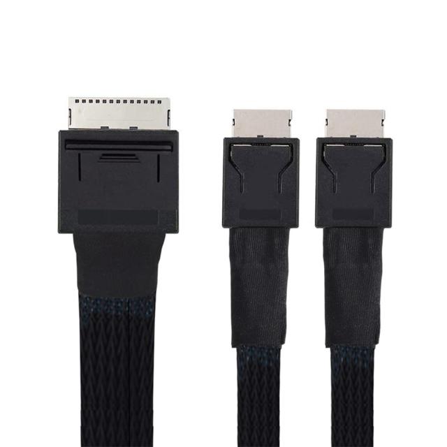 Cablec 50 cm OCuLink PCIe PCI Express SFF-8611 8 x 8チャネルからデュアルSFF-8611-OCuLink 4 x SSDデータアクティブケーブルへ