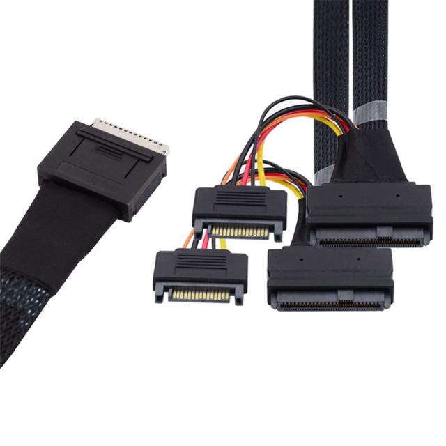 ケーブル50 cm OCuLink PCIe PCI Express SFF-8611 8 x 8チャネルからデュアルSFF-8639 U.2 4 x SSDデータアクティブケーブル