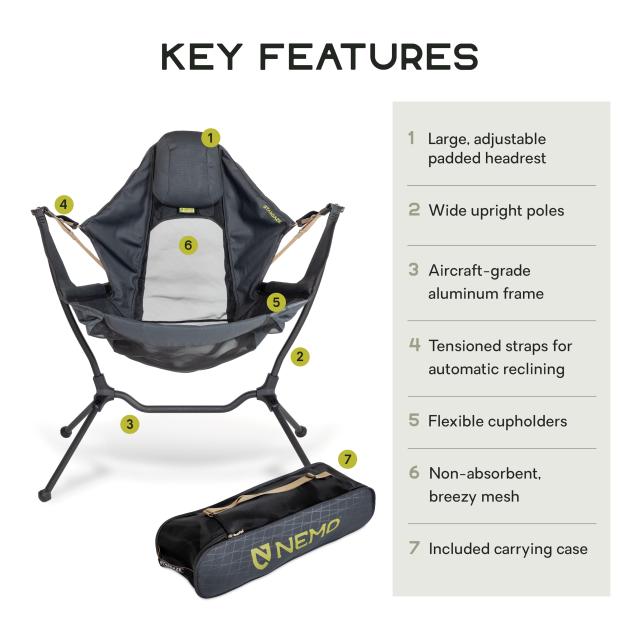 NEMO スターゲイズリクライニング キャンプチェア ブラックパール