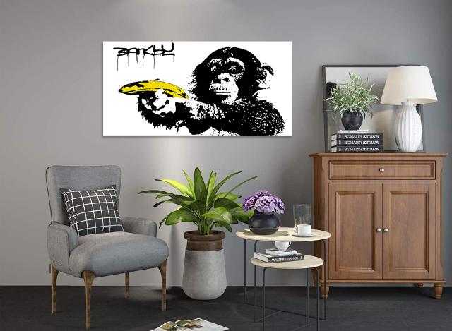 バンクシー 猿 アートパネル 大型 banksy ポスター モノクロ 絵画 現代