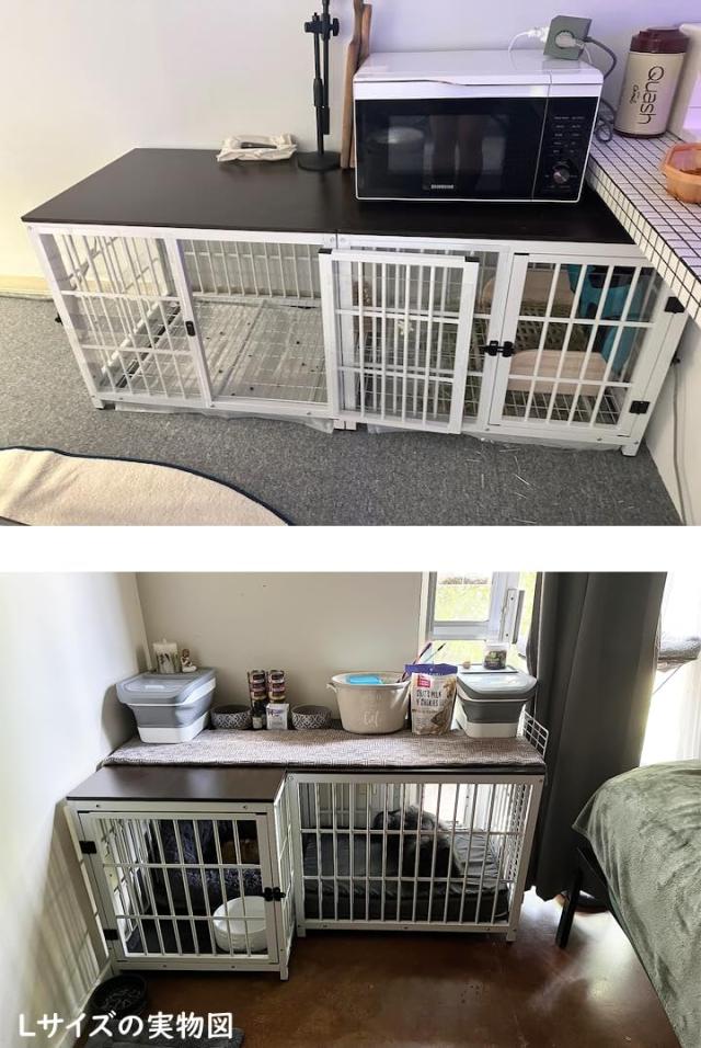 犬用ケージ 屋根付き 大型犬 中型犬 2匹小型犬 白 頑丈 トレー