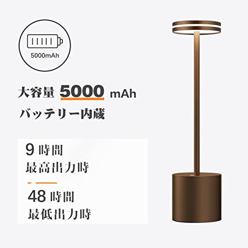 テーブルランプ コードレス Hapfish バッテリー デスクライト 5000mAh