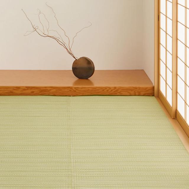 萩原 洗える い草風カーペット グリーン 江戸間10畳 約435×352cm ライアン 和モダン 日本製
