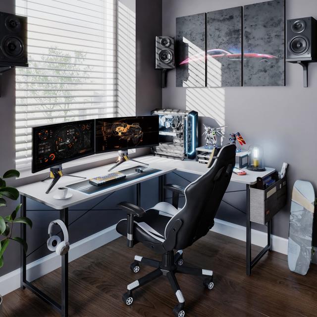 ODK l字デスク パソコンデスク ゲーミングデスク L字型 幅146cm