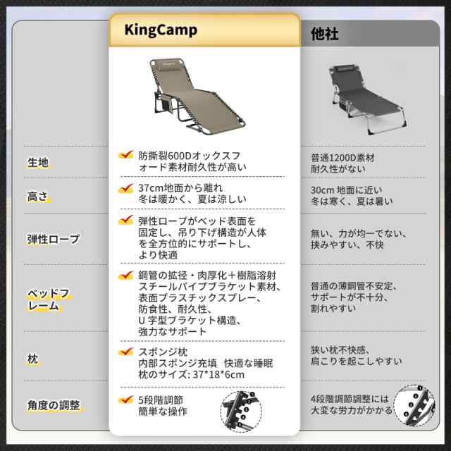 KingCamp サマーベッド 折りたたみ コット/チェア/ベンチ三用 5段階