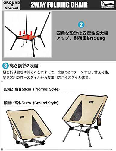 DesertFox アウトドア チェア 2WAY グランドローチェア ひんやり